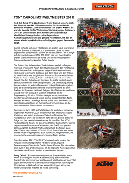 Tony Cairoli Mx1 Weltmeister 2011!