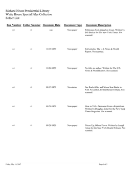 White House Special Files Box 44 Folder 4