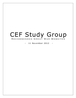 CEF Study Group Recommended Great War Websites