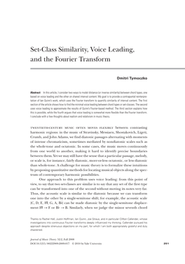 Set-Class Similarity, Voice Leading, and the Fourier Transform