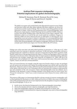 Arabian Plate Sequence Stratigraphy and Global Chronostratigraphy Gulf Petrolink, Bahrain