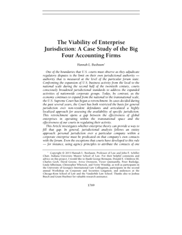 The Viability of Enterprise Jurisdiction: a Case Study of the Big Four Accounting Firms