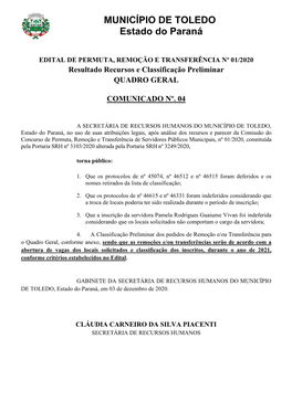 Comunicado 04