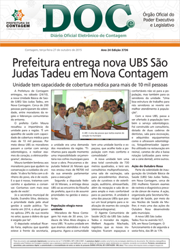 Prefeitura Entrega Nova UBS São Judas Tadeu Em Nova Contagem