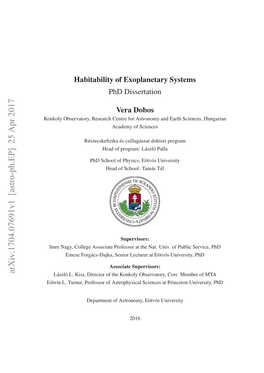 Habitability of Exoplanetary Systems