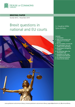 Brexit Questions in National and EU Courts