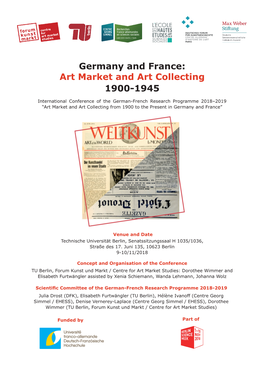 Booklet Germany and France: Art Market and Art Collecting 1900-1945