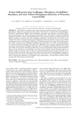 Factors Influencing Aster Leafhopper (Hemiptera: Cicadellidae