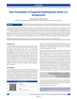 Rare Presentation of Congenital Diaphragmatic Hernia in a Sexagenarian