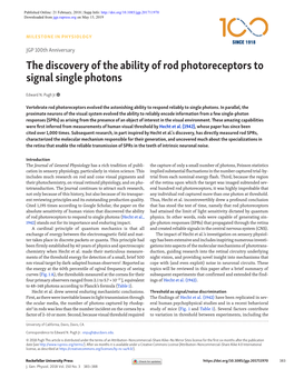 The Discovery of the Ability of Rod Photoreceptors to Signal Single Photons