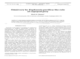 Omnivory by Euphausia Pacifica: the Role of Copepod Prey