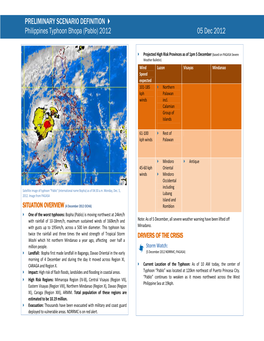 PRELIMINARY SCENARIO DEFINITION Philippines Typhoon Bhopa