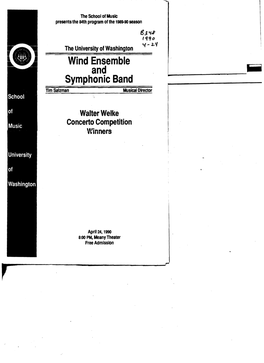 Wind Ensemble and Symphonic Band Tim Salzman Musical Director