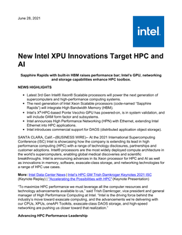 New Intel XPU Innovations Target HPC and AI