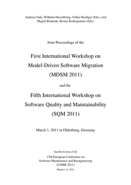 Joint Proceedings of MDSM 2011 and SQM 2011