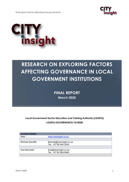 Research on Exploring Factors Affecting Governance in Local Government Institutions