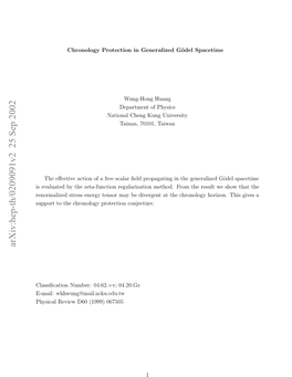 Chronology Protection in Generalized Godel Spacetime