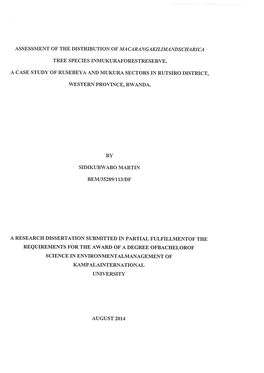 Assessment of the Distribution of Macarangakilimandscharjca