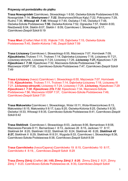 Przywozy Od Poniedziałku Do Piątku Trasa Nowogródek Czernikowo, Słowackiego 1 6:50, Osówka-Szkoła Podstawowa 6:59, Nowogr