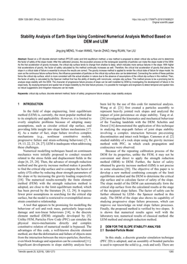 Stability Analysis of Earth Slope Using Combined Numerical Analysis Method Based on DEM and LEM