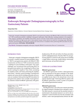 Endoscopic Retrograde Cholangiopancreatography in Post Gastrectomy Patients