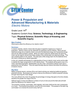 Power & Propulsion and Advanced Manufacturing & Materials Electric