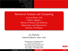 Lecture Notes #16 --- Matrix Algebra --- Norms of Vectors and Matrices