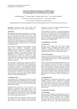 (CDM) Project for Kamojang Unit-4 Geothermal Power Plant