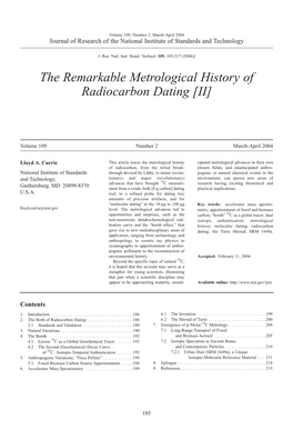 The Remarkable Metrological History of Radiocarbon Dating [II]