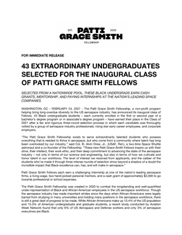 Brandon Wells Selected for Patti Grace Smith Fellowship