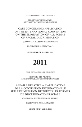 CASE CONCERNING APPLICATION of the INTERNATIONAL CONVENTION on the ELIMINATION of ALL FORMS of RACIAL DISCRIMINATION (GEORGIA V