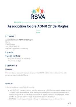 Association Locale ADMR 27 De Rugles Rugles Eure