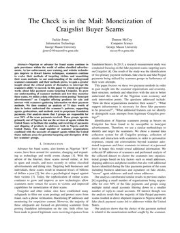 The Check Is in the Mail: Monetization of Craigslist Buyer Scams