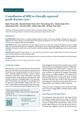 Contribution of MRI to Clinically Equivocal Penile Fracture Cases