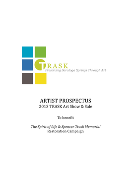 ARTIST PROSPECTUS 2013 TRASK Art Show & Sale