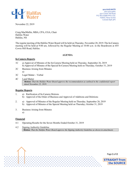 Page 1 of 2 November 22, 2019 Craig Macmullin, MBA, CPA, CGA, Chair