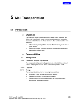 Mail Transportation 512.121
