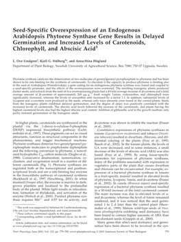 Seed-Specific Overexpression of an Endogenous Arabidopsis Phytoene