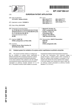 Catalyst System for Oxidation of O-Xylene And/Or Naphthalene to Phthalic Anhydride