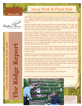 March 2014 Newsletter