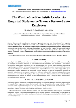 The Wrath of the Narcissistic Leader: an Empirical Study on the Trauma Bestowed Onto Employees