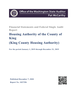 2019 Audit of KCHA Financial Statements