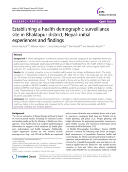 Establishing a Health Demographic Surveillance Site In