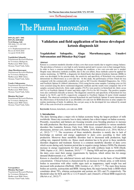 Validation and Field Application of In-House Developed Ketosis