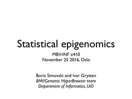 Statistical Genomics 2016