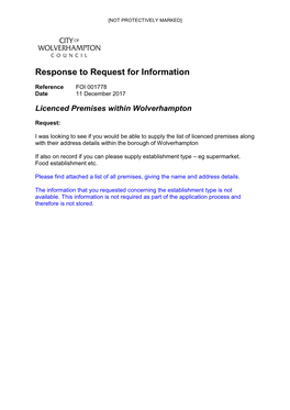 Response to Request for Information