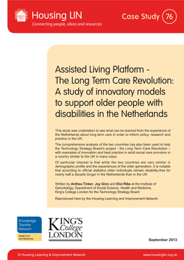 A Study of Innovatory Models to Support Older People with Disabilities in the Netherlands