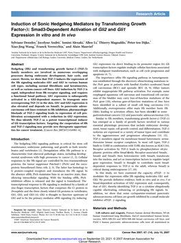 Smad3-Dependent Activation of Gli2 and Gli1 Expression in Vitro and in Vivo