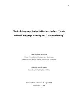 The Irish Language Revival in Northern Ireland: “Semi- Planned” Language Planning and “Counter-Planning”