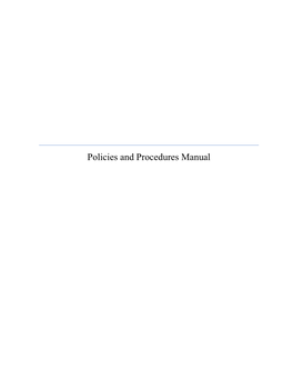 Policies and Procedures Manual